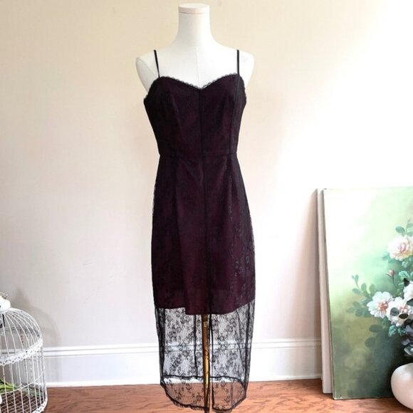 Fairy Grunge Lace Slip Dress Womens sz 8 Midi Sheer Overlay Y2K Whimsigoth BCB - Picture 1 of 12